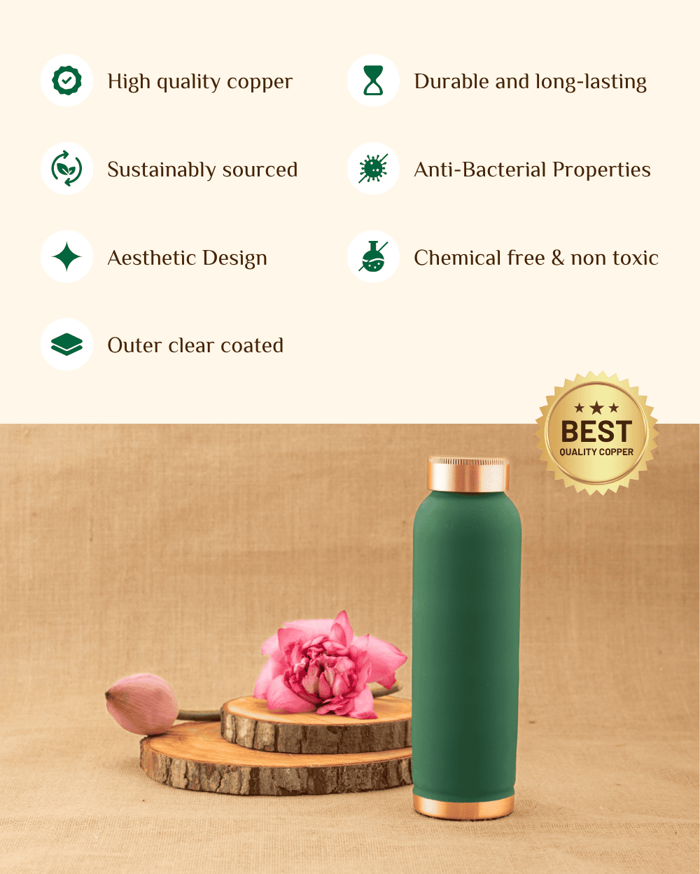 Benefits of Copper Luxe Bottle Green Color Coated