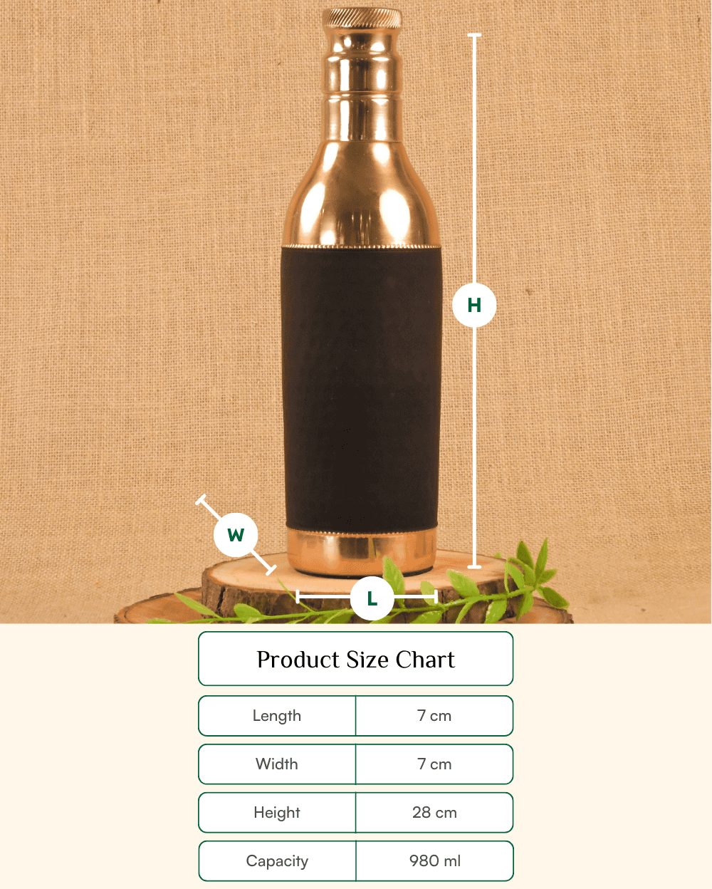 Copper Signature Bottle Black Color Coated (980ml)