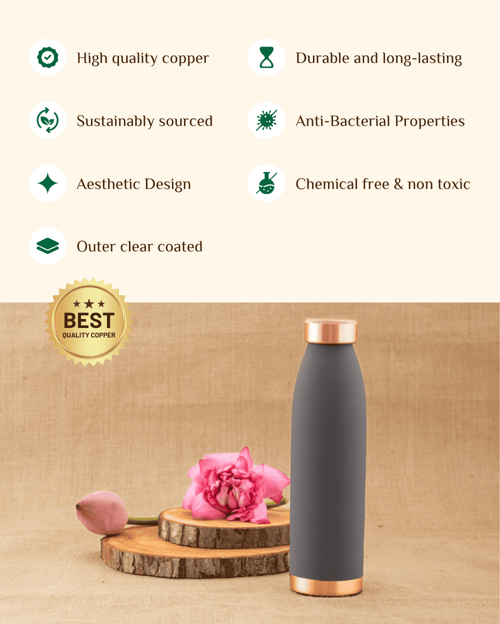 Benefits of Copper Tiara Bottle Grey Color Coated