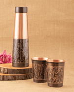Copper Tower Bottle Engrawed with 2 Pcs Glass