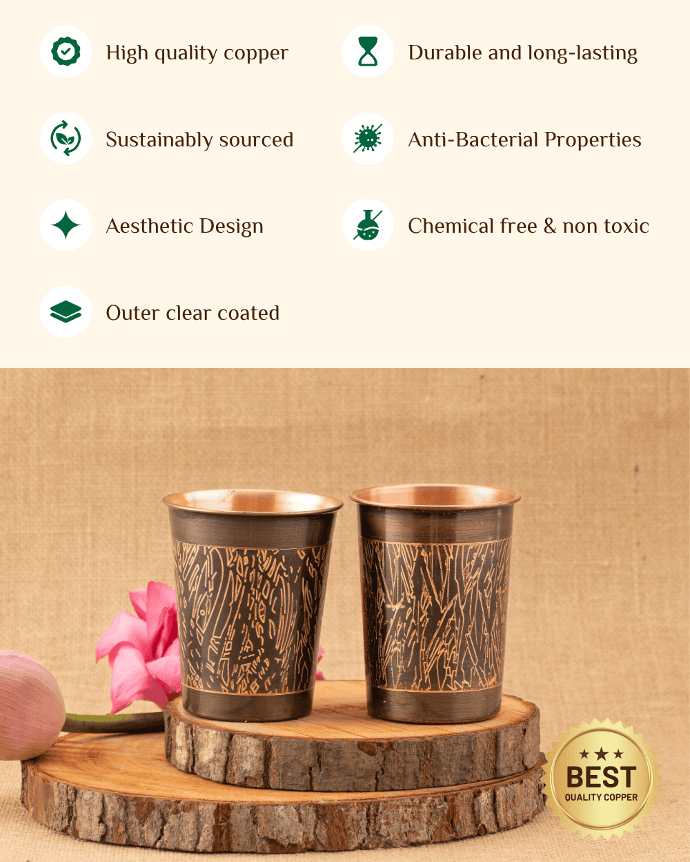 Benefits of Copper Tower Bottle Engrawed with 2 Pcs Glass