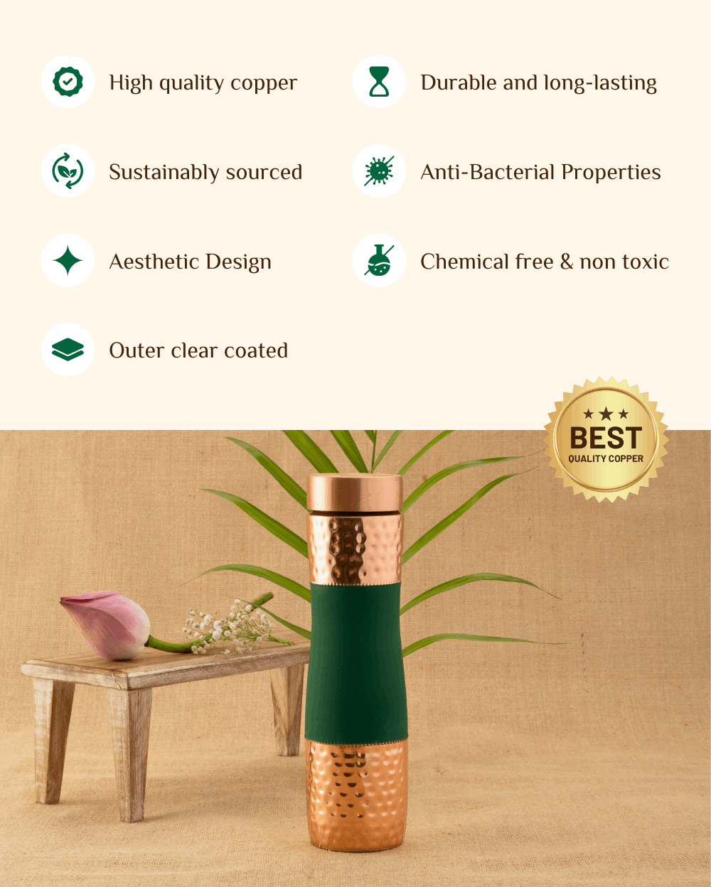 Benefits Of Copper Alpha Bottle Green Color Coated