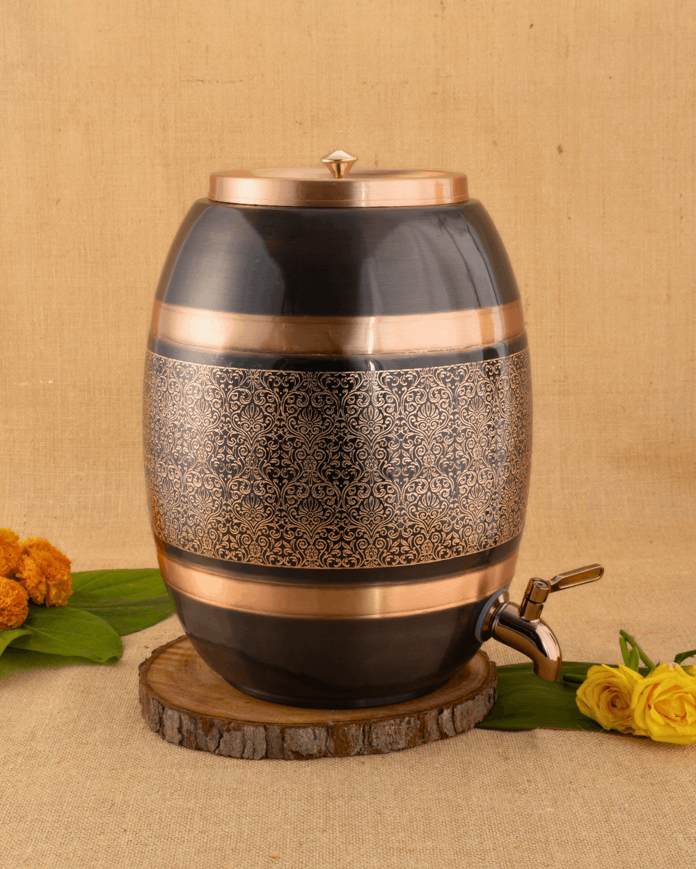 Copper Antique Matka Engraved
