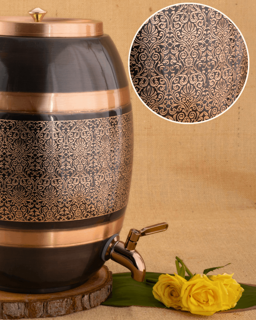 Pure Copper Antique Matka Engraved