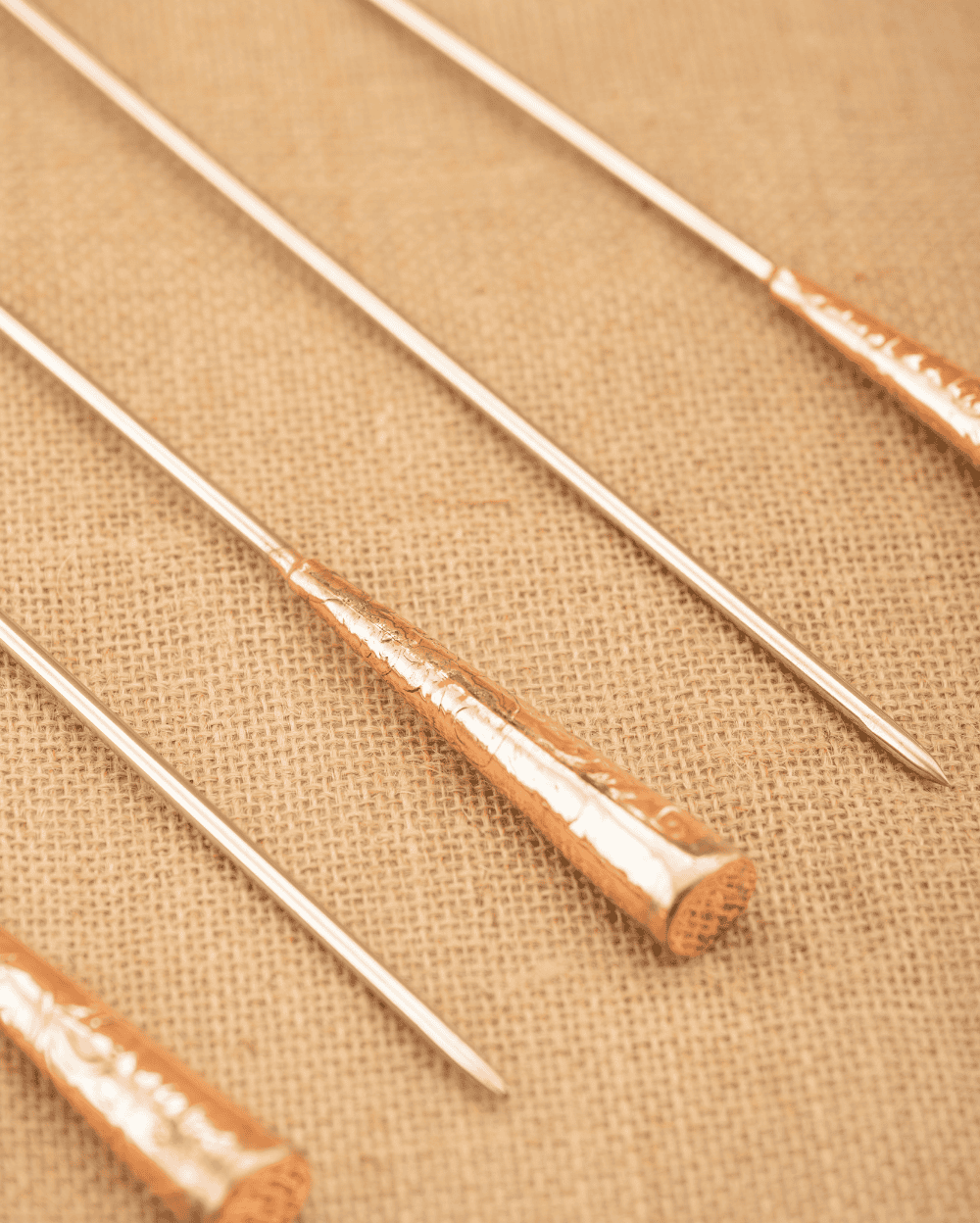 Authentic Copper and Brass Barbeque Stick Set of 5