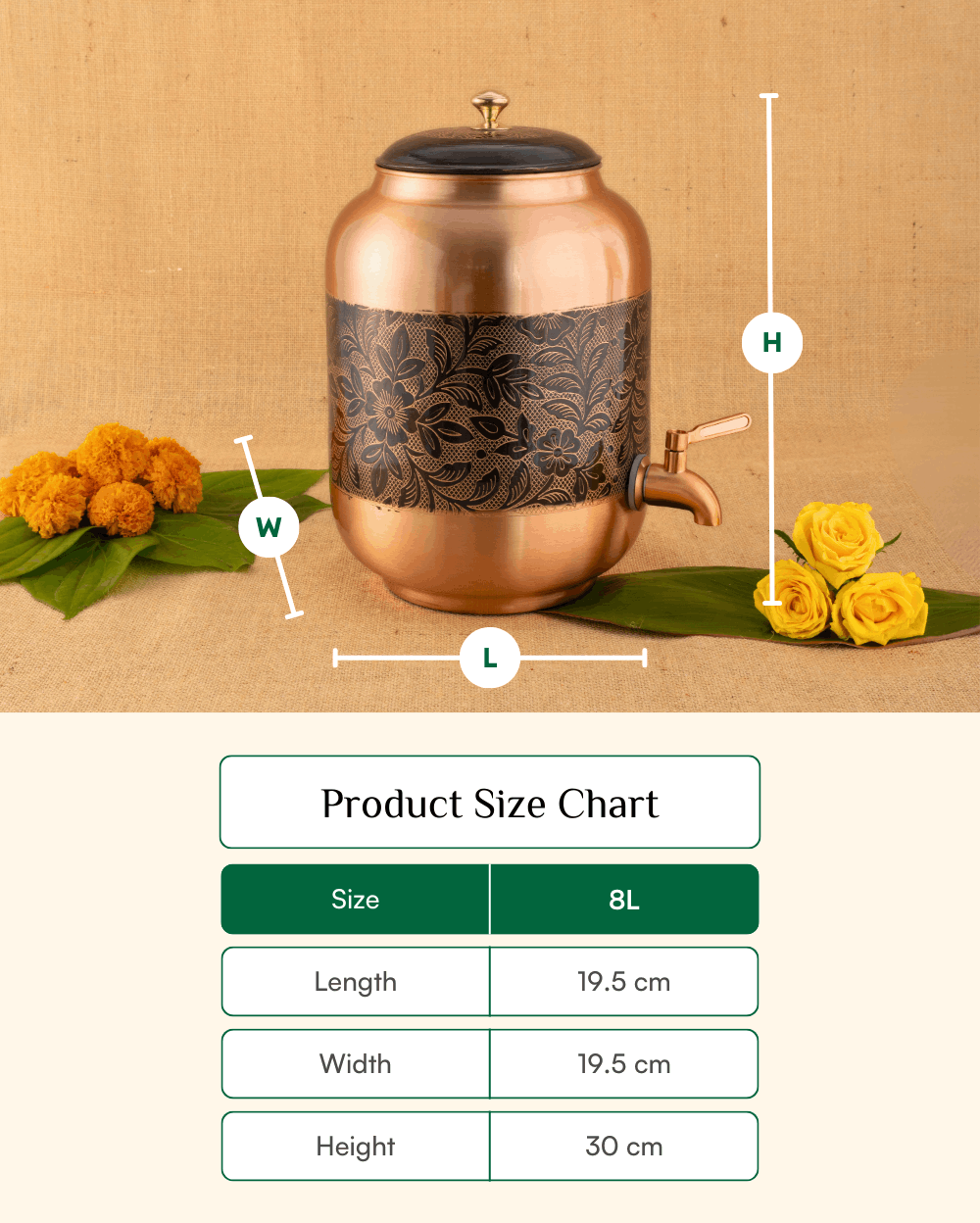 Premium Copper Classic Matka Flower Engraved