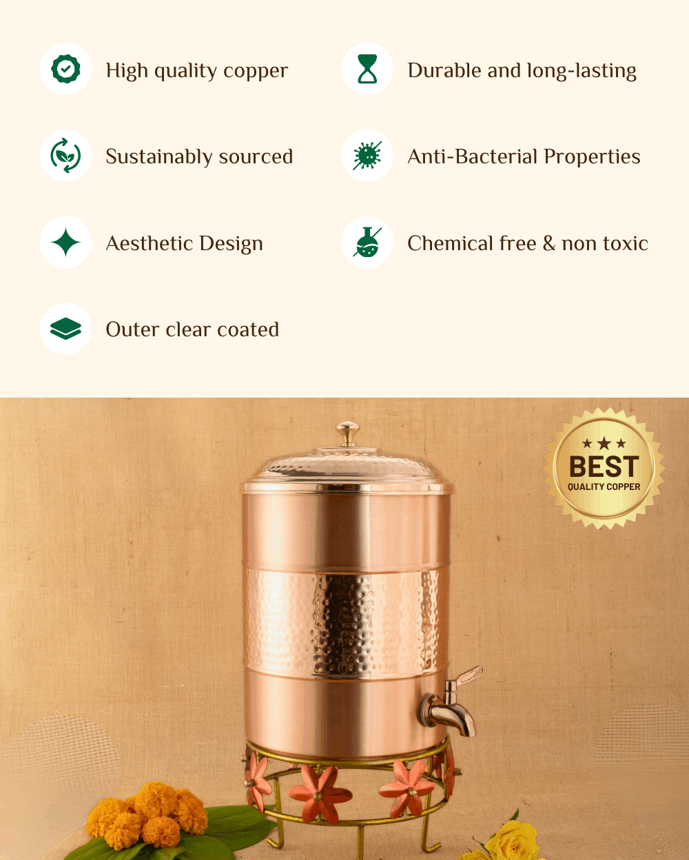 Benefits Of Copper Heritage Matka with Stand