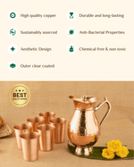 Benefits Of Copper Maharani Jug with Crest Glass 6 Pcs