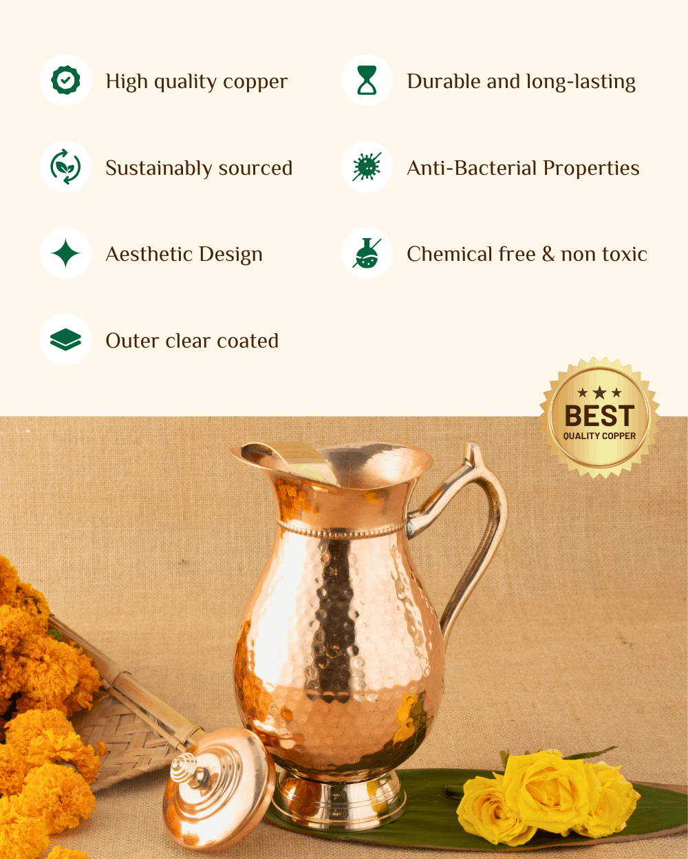 Benefits Of Copper Maharani Jug with Lid