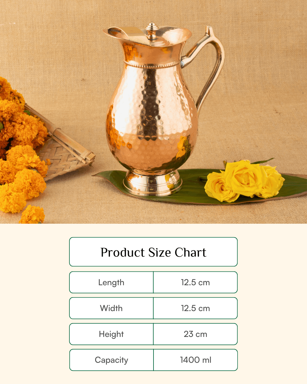 Premium Copper Maharani Jug with Lid