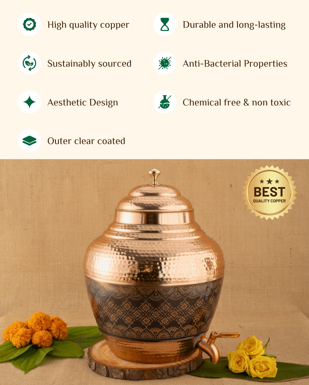 Benefits Of Copper Rajwadi Matka Engraved