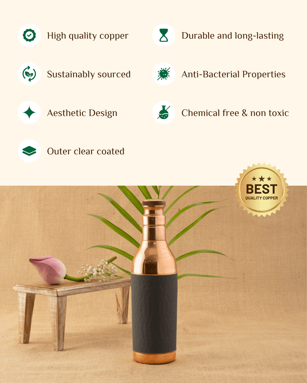 Benefits Of Copper Signature Bottle Grey Color Coated