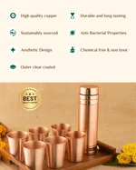 Benefits Of Copper crest Glass 6 pcs set + premium bottle 980ml ltr with teakwood tray