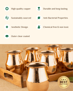 Benefits Of Copper vintage Glass 6 pcs with teakwood tray