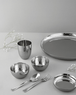 Authentic Steel Gleam Hammered Thali Set 42 Pcs