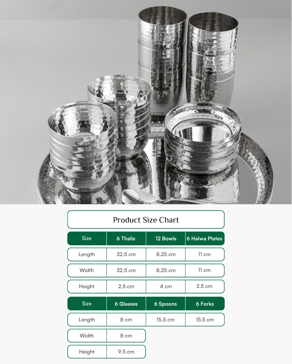 Premium Steel Gleam Hammered Thali Set 42 Pcs