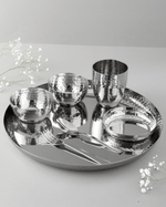 Steel Gleam Hammered Thali Set 7 Pcs