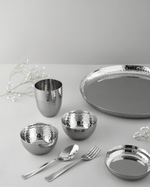 Authentic Steel Gleam Hammered Thali Set 7 Pcs