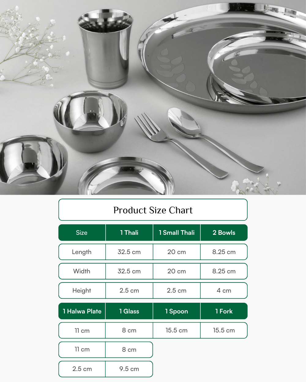 Premium Steel Hefty Thaliset 8 Pcs
