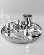 Authentic Steel Sparkle Hammered Thali Set 42 Pcs