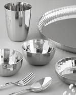 Authentic Steel Sparkle Hammered Thali Set 7 Pcs