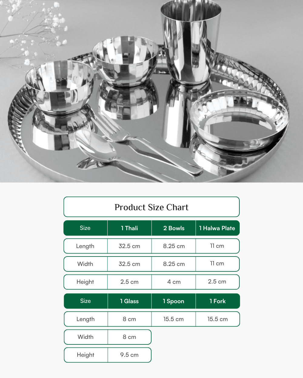 Premium Steel Sparkle Hammered Thali Set 7 Pcs