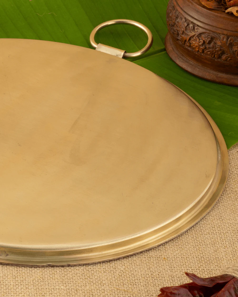 Traditional Brass Tawa Combo – Brass Robust Dosa Tawa + Brass Premium Hammered Roti Tawa
