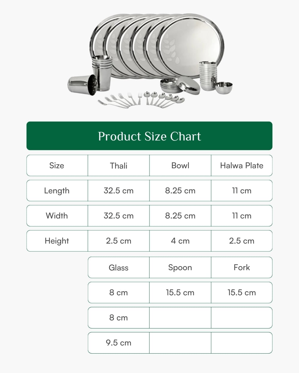 Steel Hefty Thali/Dinner Set 42 Items