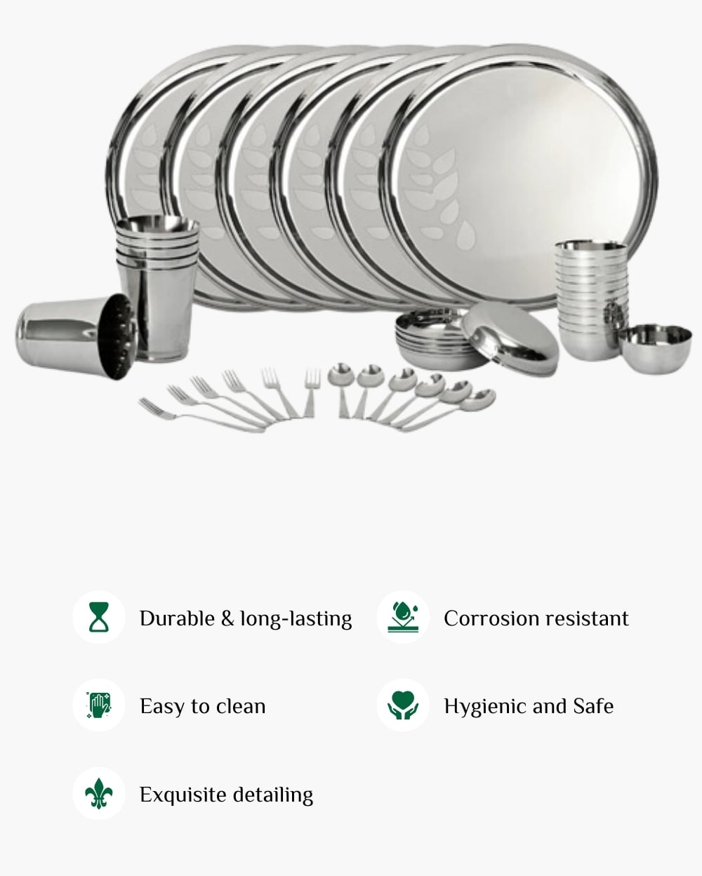 Steel Hefty Thali/Dinner Set 42 Items