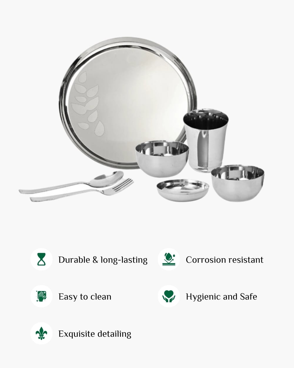 Steel Hefty Thali/Dinner Set 7 Items