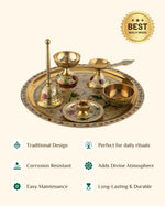 Brass Divine Pooja Set Color Engraved