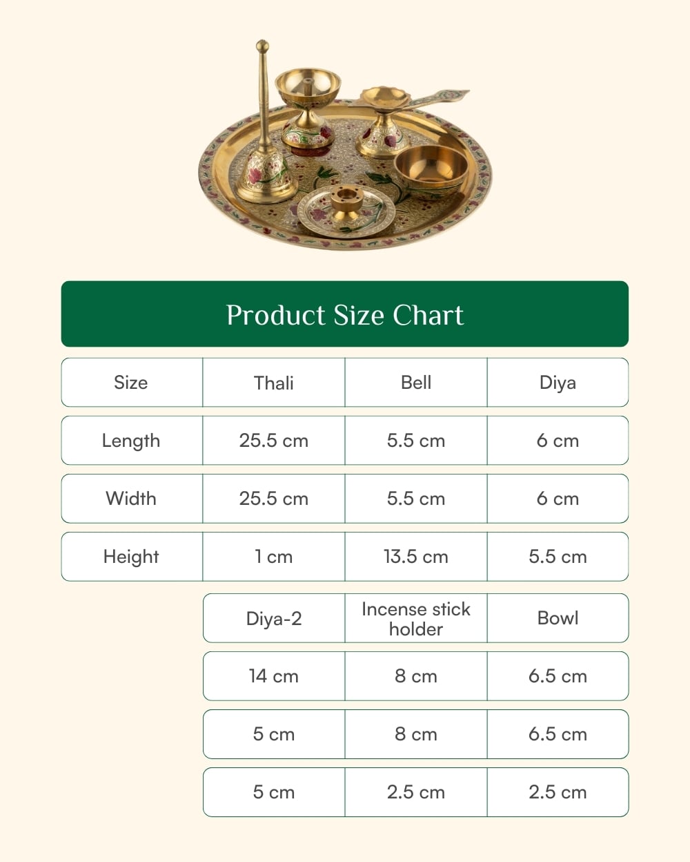 Brass Divine Pooja Set Color Engraved