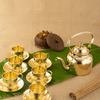 Brass Signature Cup Saucer Set Hammered with Kettle