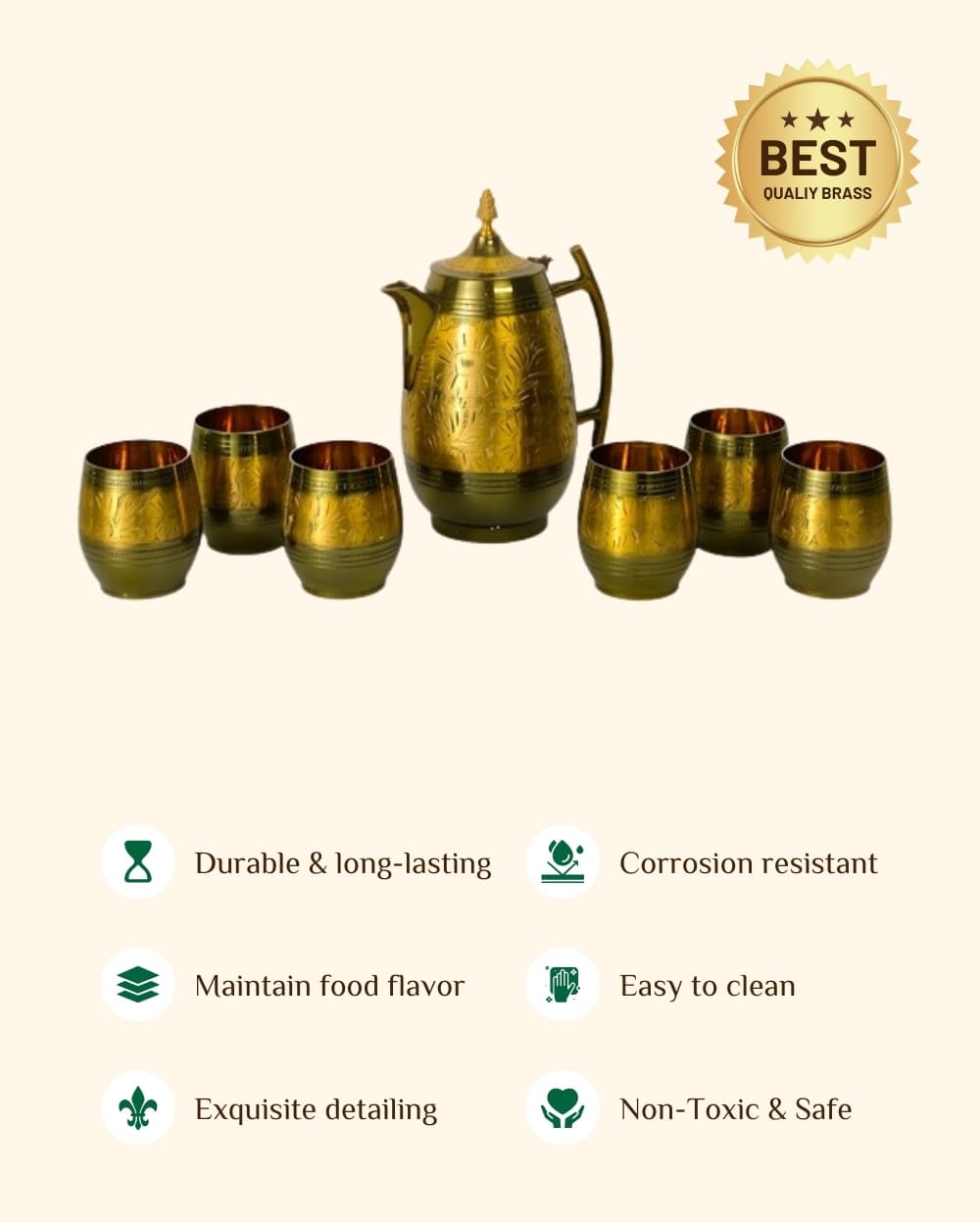 Brass Rajwadi Jug & Glass Set