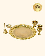 Brass Divine Pooja Set Engraved