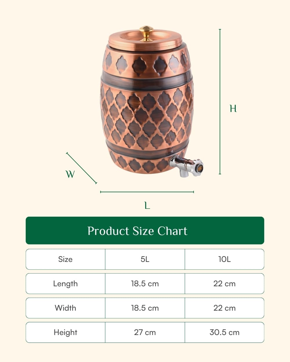 Copper Antique Matka/Waterpot 10L & 5L