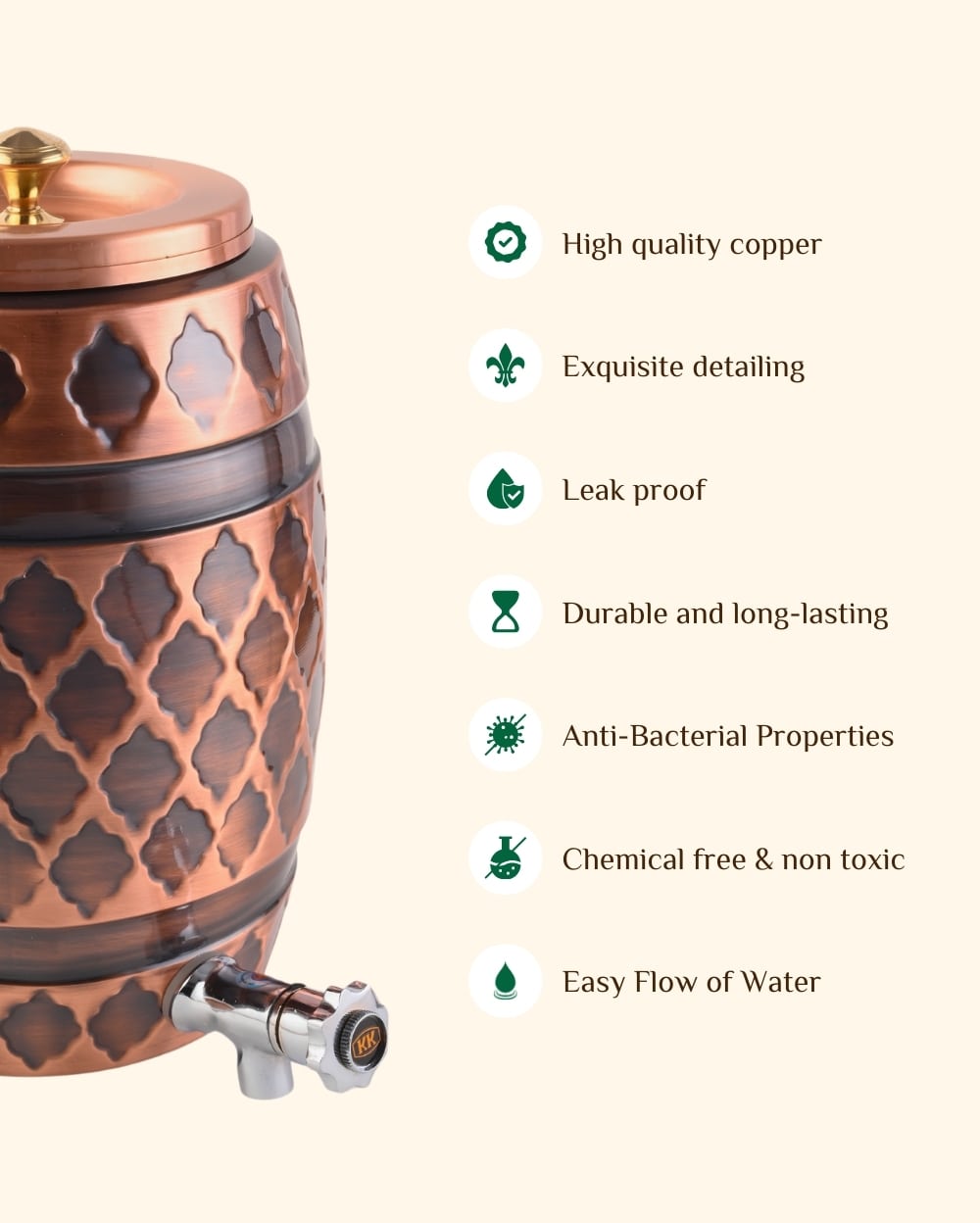 Copper Antique Matka/Waterpot 10L & 5L