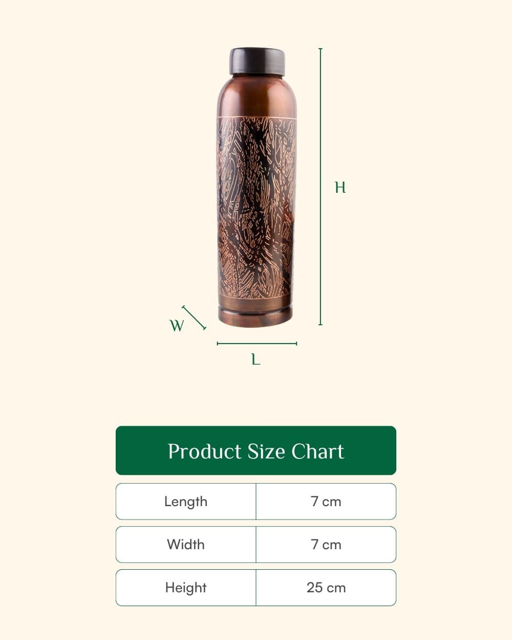 Copper Luxe Antique Bottle & 2 Pcs Glass Set With Metal Stand