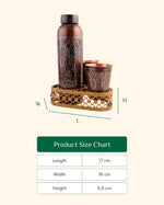 Copper Luxe Antique Bottle & 2 Pcs Glass Set With Metal Stand