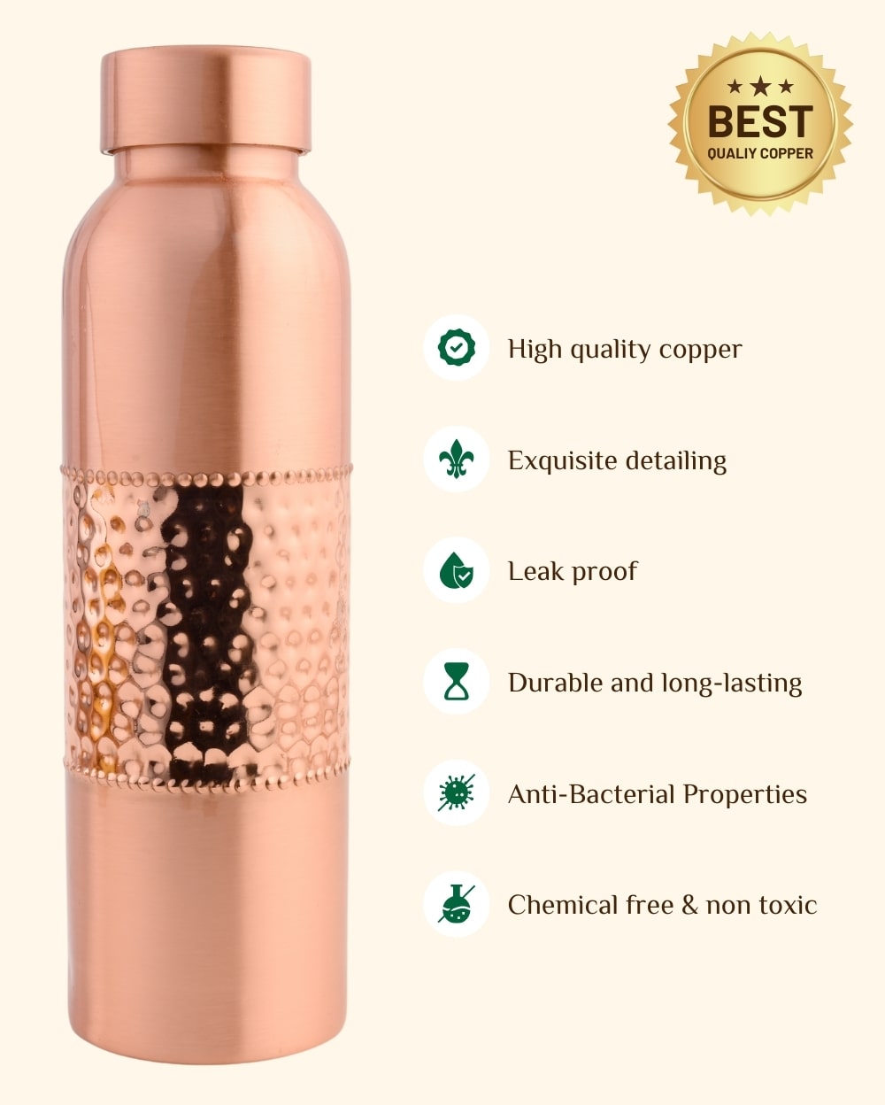 Copper Luxe Bottle Hammered