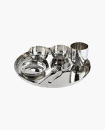 Steel Gleam Hammered Thali/Dinner Set 7 Items