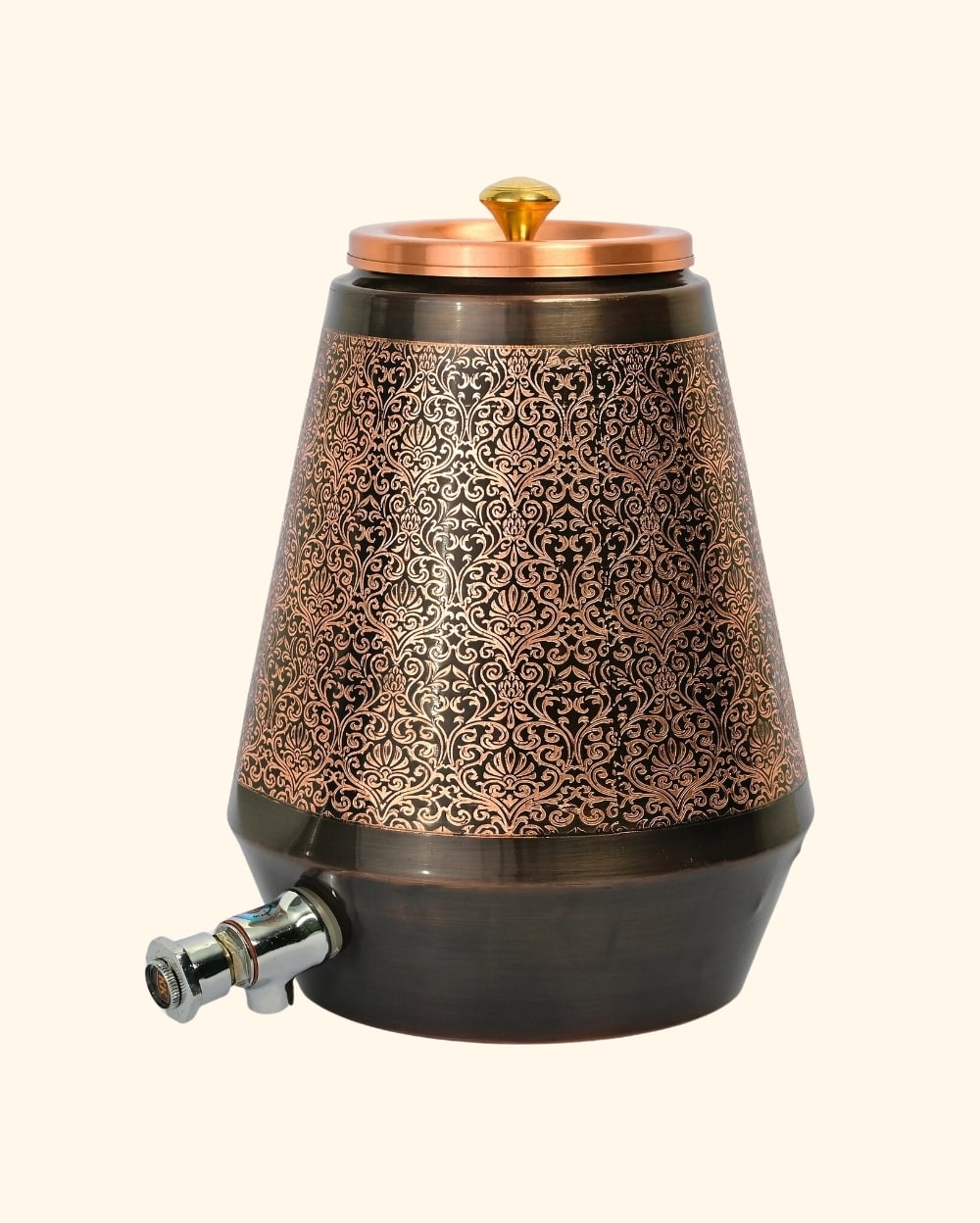 Copper Premium Matka/Waterpot Engraved 5L/10L