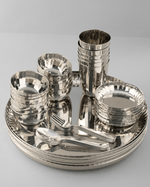 Steel Sparkle Hammered Thali Set 42 Pcs