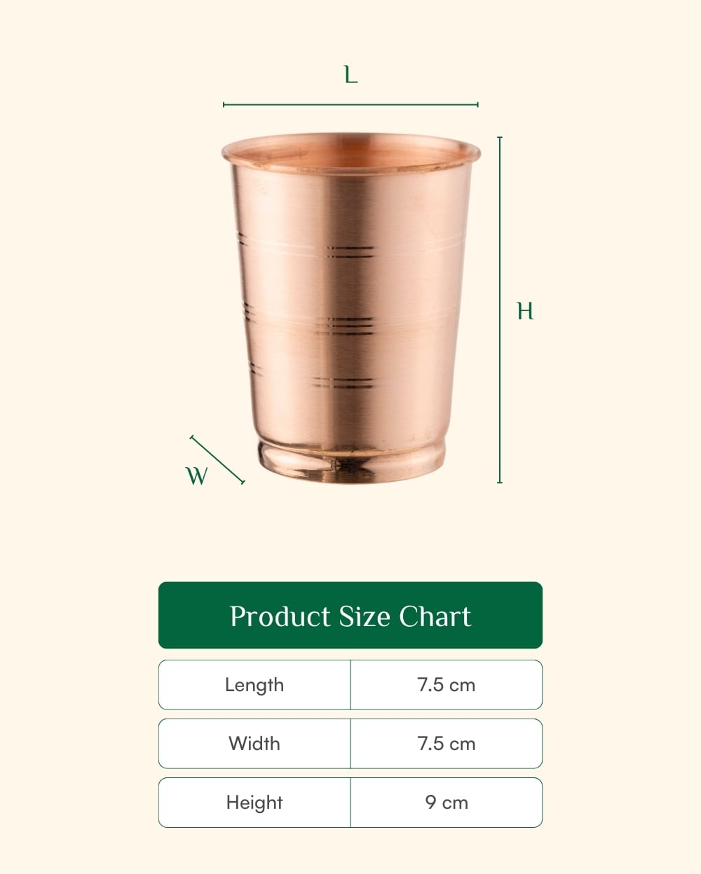 Copper Crest Glass Set of 6 with Teak Wood Tray