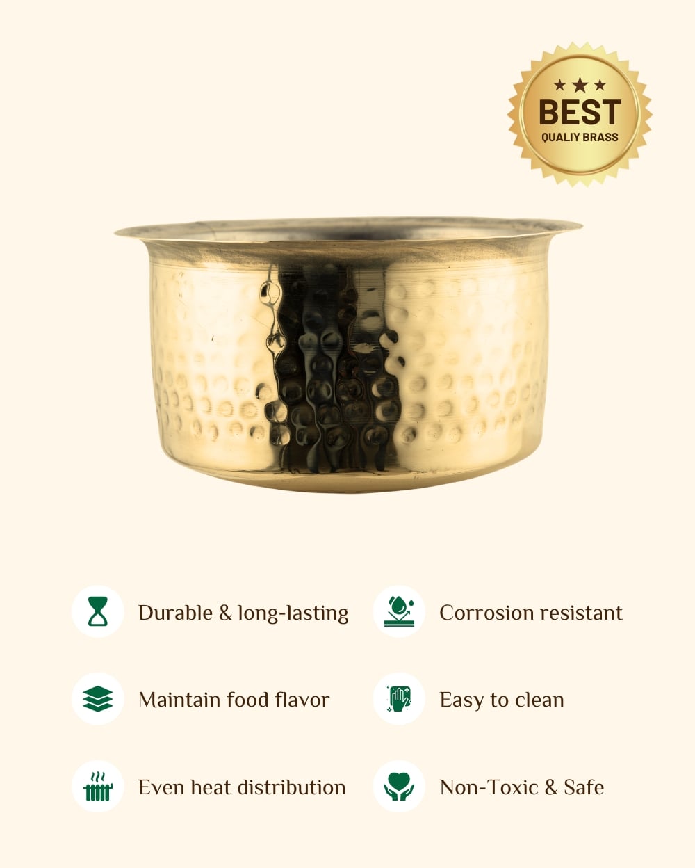 Brass Sterling Hammered Cooking Pot/Tope Set Tin Coated