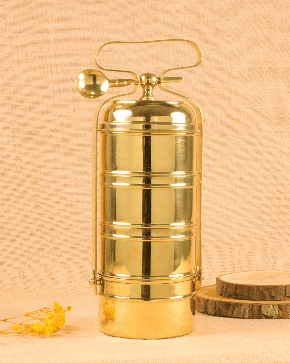 Brass Sterling Tiffin with Spoon Tin Coated