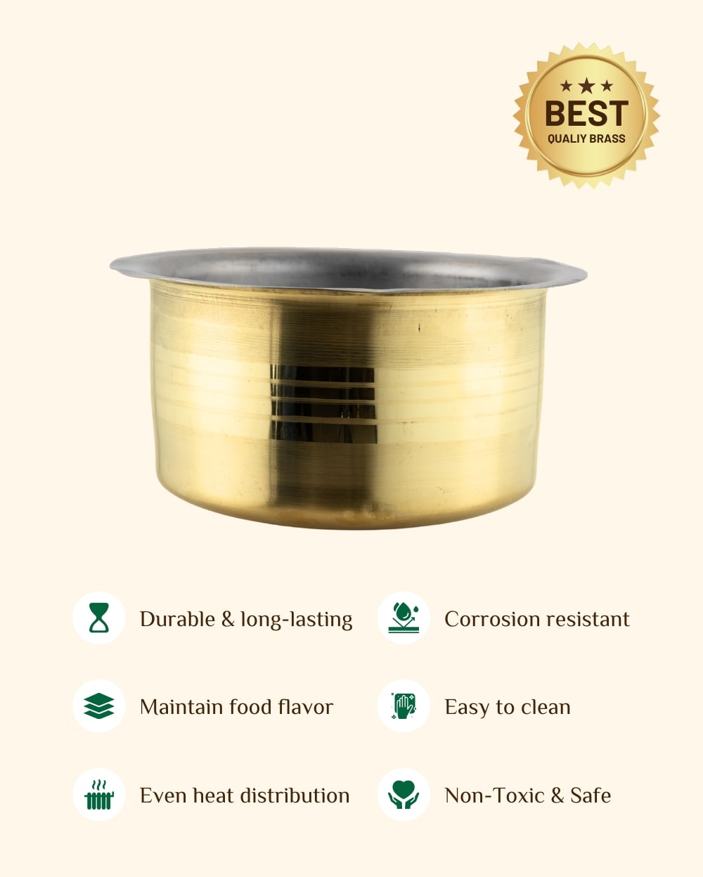 Brass Sterling Cooking Pot/Tope Set Tin Coated