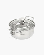 Steel Hefty Serving Handi with Glass Lid Set of 3