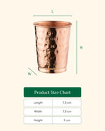 Copper Crest Hammered Glass Set of 6 with Teak Wood Tray