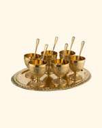 Brass Royal Ice Cream Cup Set with Brass Tray